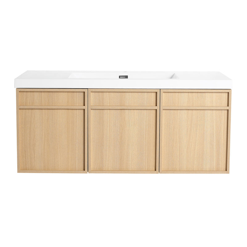 Wall-Mounted Bathroom Vanity With Resin Sink And Soft Closing Doors