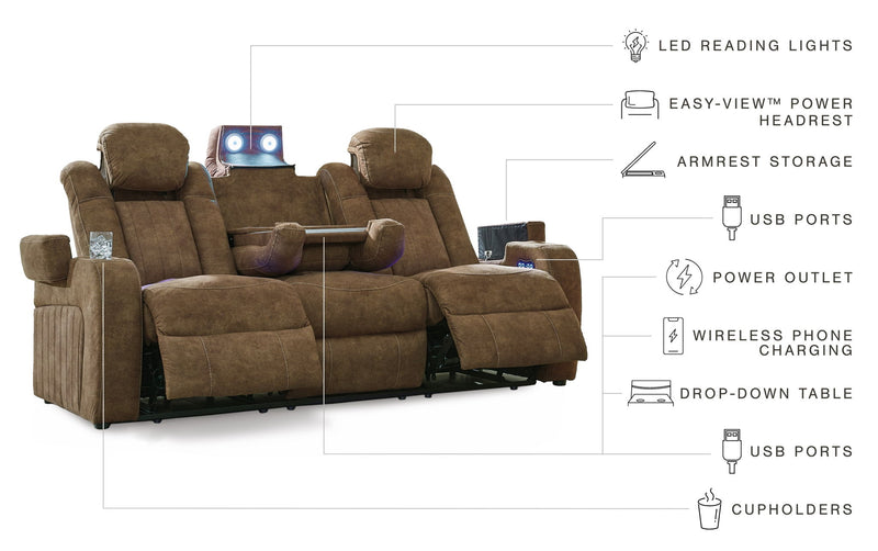 Wolfridge - Power Reclining Sofa With Adj Headrest - Brindle