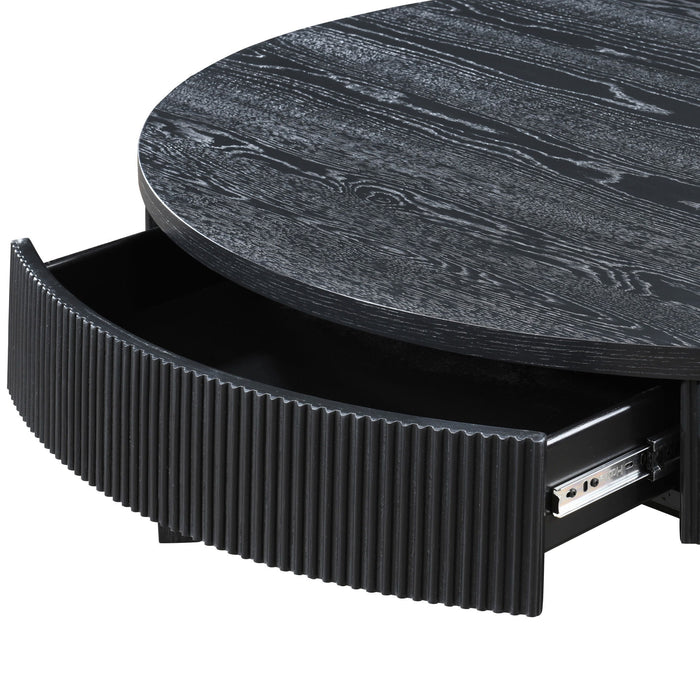 Tate - Round One Drawer Coffee Table - Black