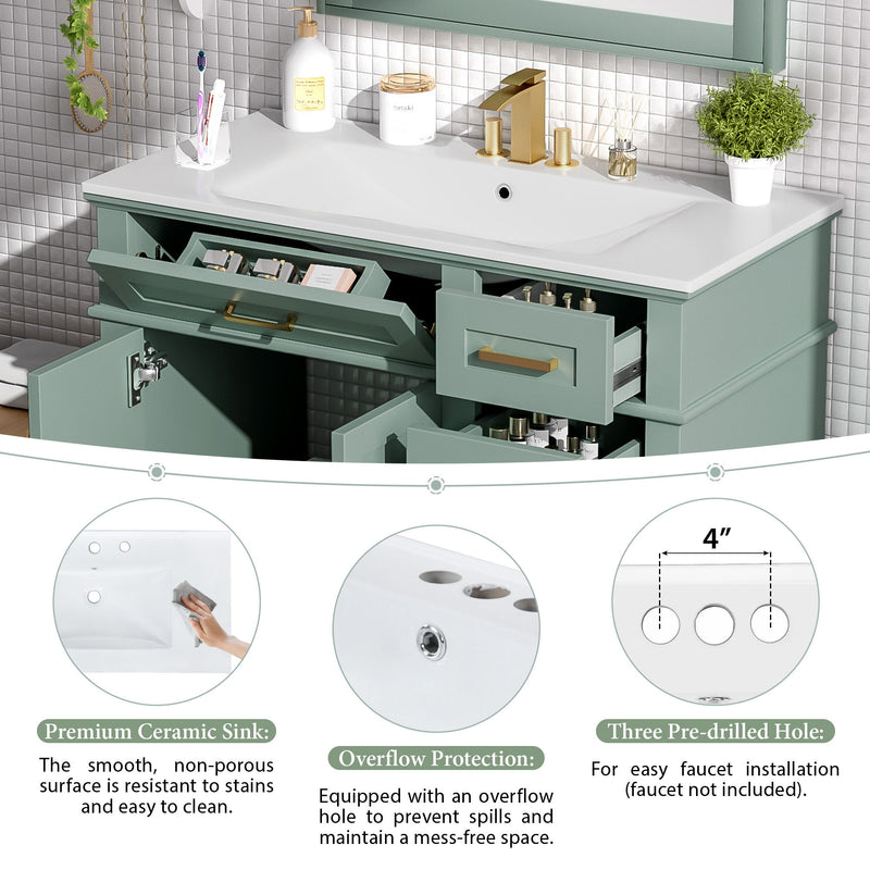 Bathroom Vanity With Sink, Soft Close Doors, 4 Storage Drawers