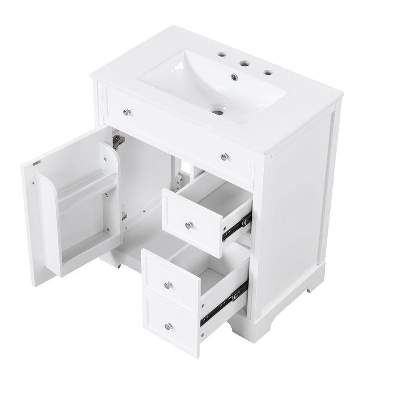 Bathroom Vanity With Sink Top, Cabinet With Door And 2 Drawers - White