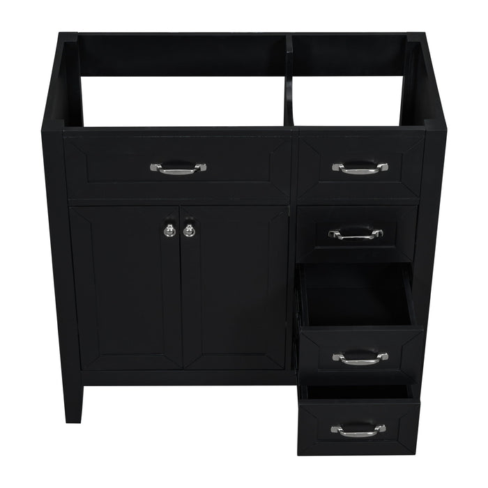 Modern Bathroom Vanity Base Only, 2 Doors And 3 Drawers