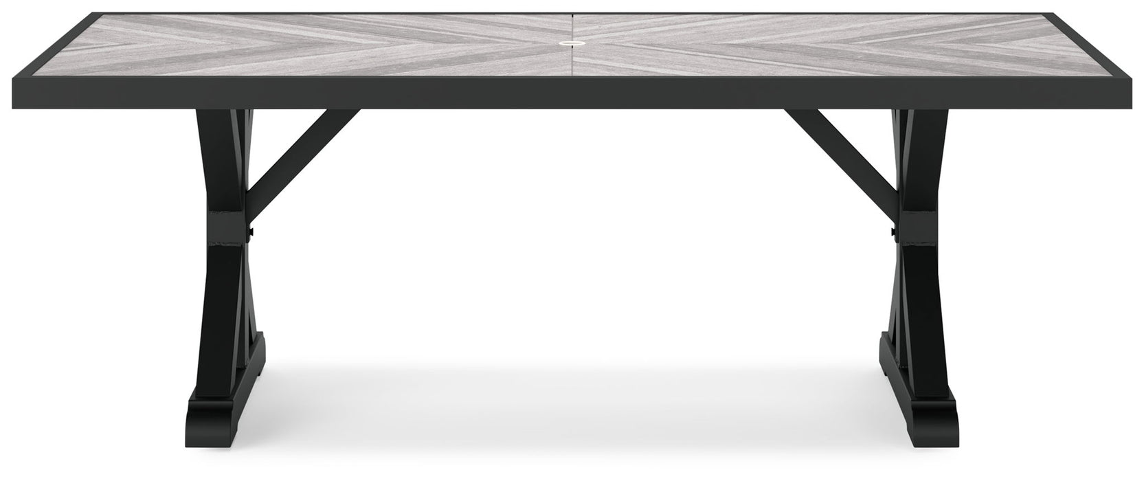 Beachcroft - Rectangular Dining Table With Umbrella Option - Black / Light Gray