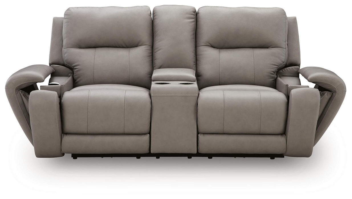 Real Moments - Power Reclining Loveseat With Audio Seating - Ash