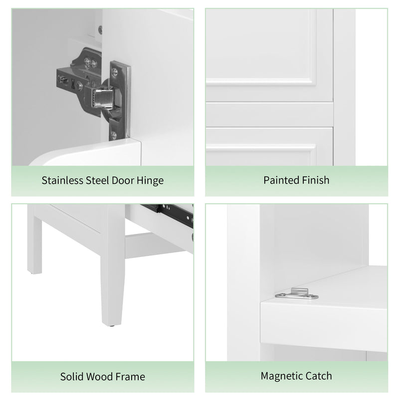 Bathroom Vanity With Sink, Adjustable Feet, 1 Drawer And Door Shelf Storage - White