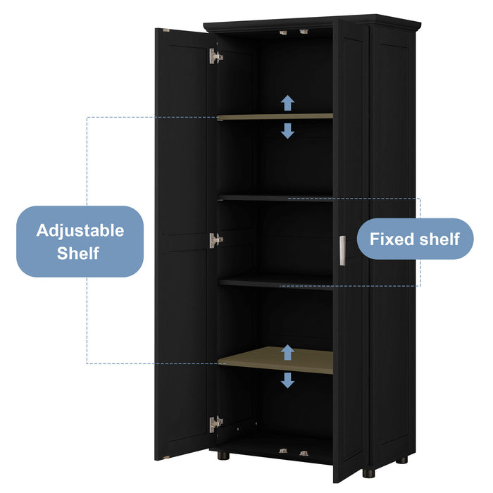 Storage Cabinet With Adjustable Shelves, 2 Doors, Rectangle Design For Bathroom