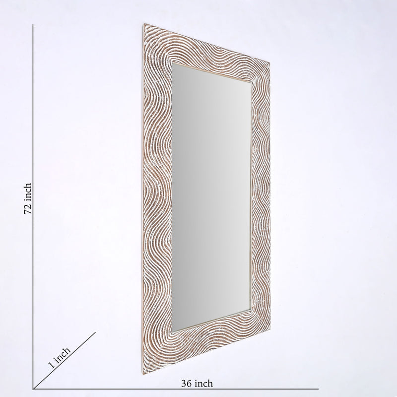 Handcarved Rectangle Mirror Accent With 3mm Glass - Antique White
