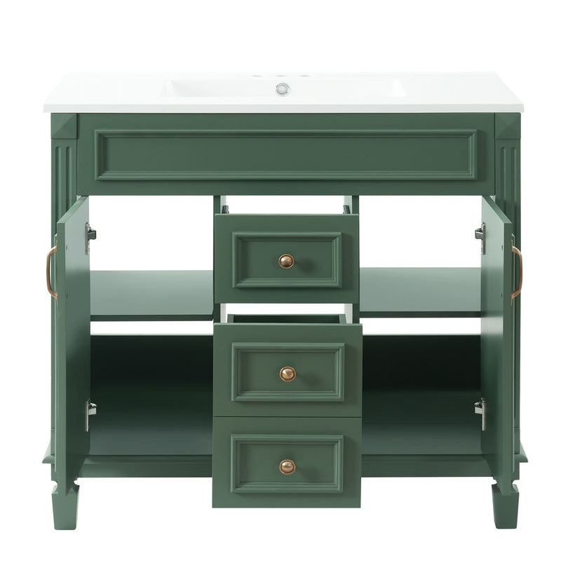 Bathroom Vanity With Top Sink, Cabinet With 2 Soft Closing Doors And Drawers