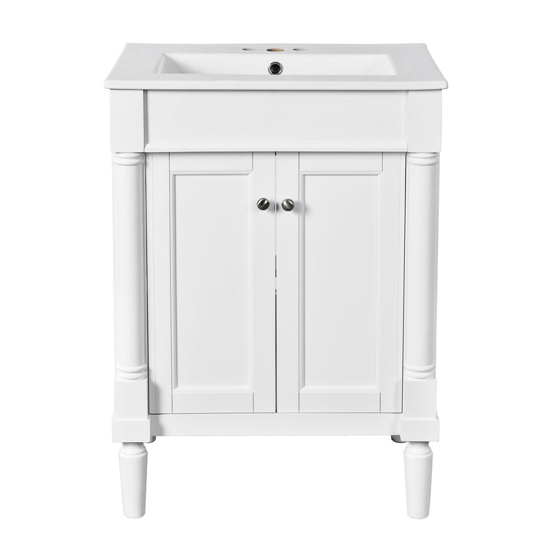 Bathroom Vanity With Top Sink, 2 Tier Storage Cabinet