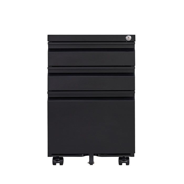 Contemporary 3 Drawer Mobile Filing Cabinet With Lock, Metal Office Storage For Legal / Letter Size