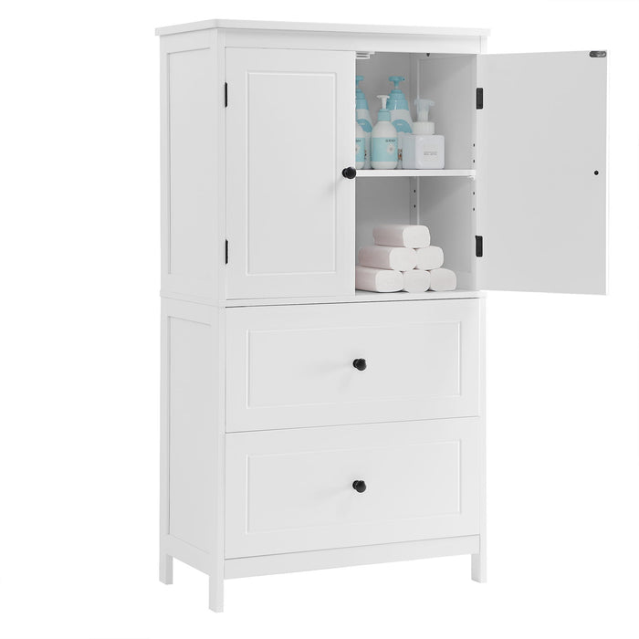 Bathroom Storage Cabinet With 2 Doors And Drawers, Adjustable Shelf