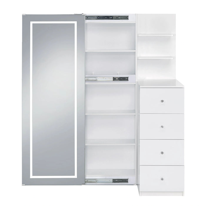 Vancouver Floor Mirror With Storage in White