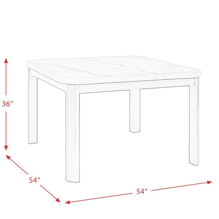 Francesca - Square 5 Piece Counter Height Dining Set, Table & Four PU Chairs - Gray / Marble
