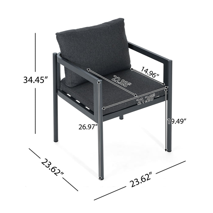 7 Piece Outdoor Dining Set With Table And 6 Chairs - Black / Gray / Teak
