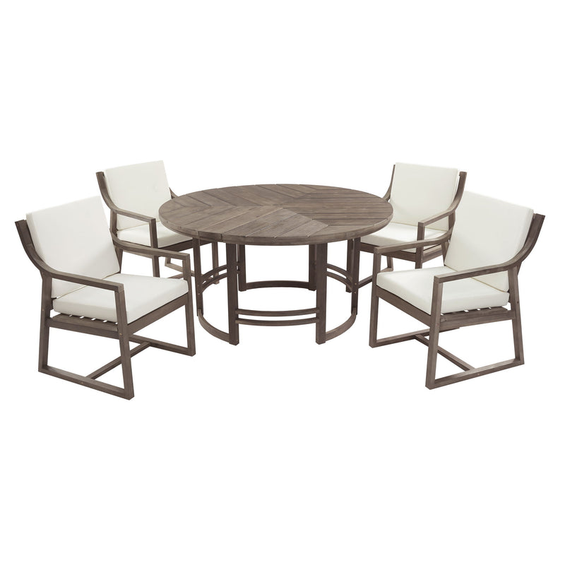 5 Piece Outdoor Dining Set, Patio Table And Chairs With Umbrella Hole