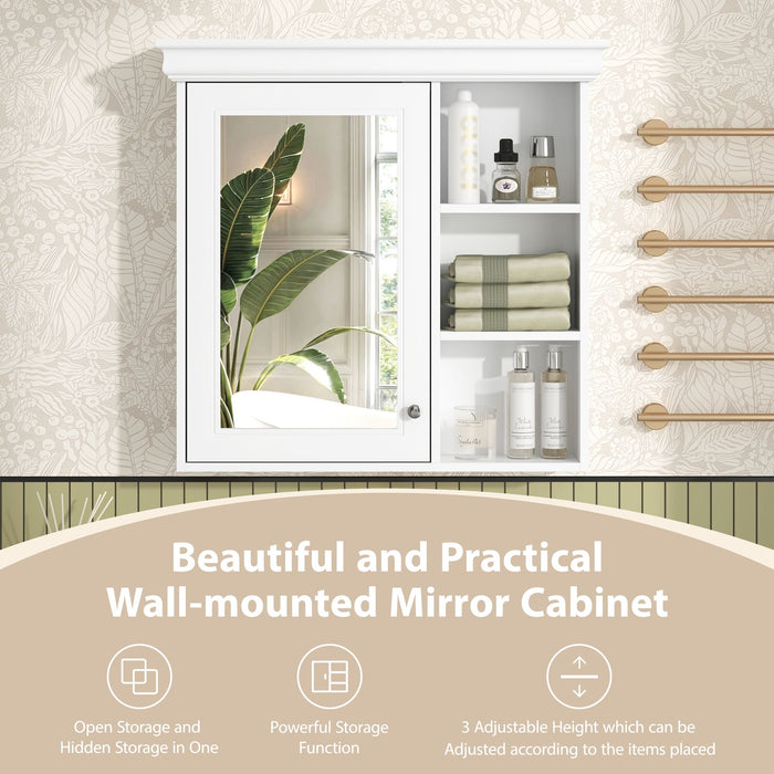 Wall Mounted Bathroom Medicine Cabinet With Mirror And Adjustable Storage With Soft Close Hinges