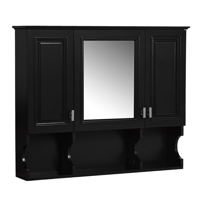 Wall Mounted Bathroom Medicine Wall Cabinet With Mirror & Open Shelves