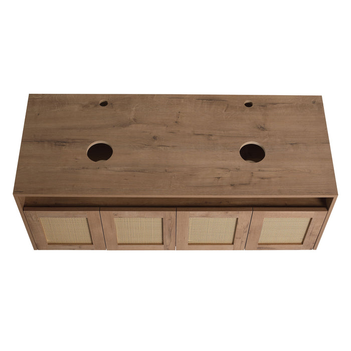 Bathroom Vanity With Art Sink And Side Cabinet, Float Mounting Design