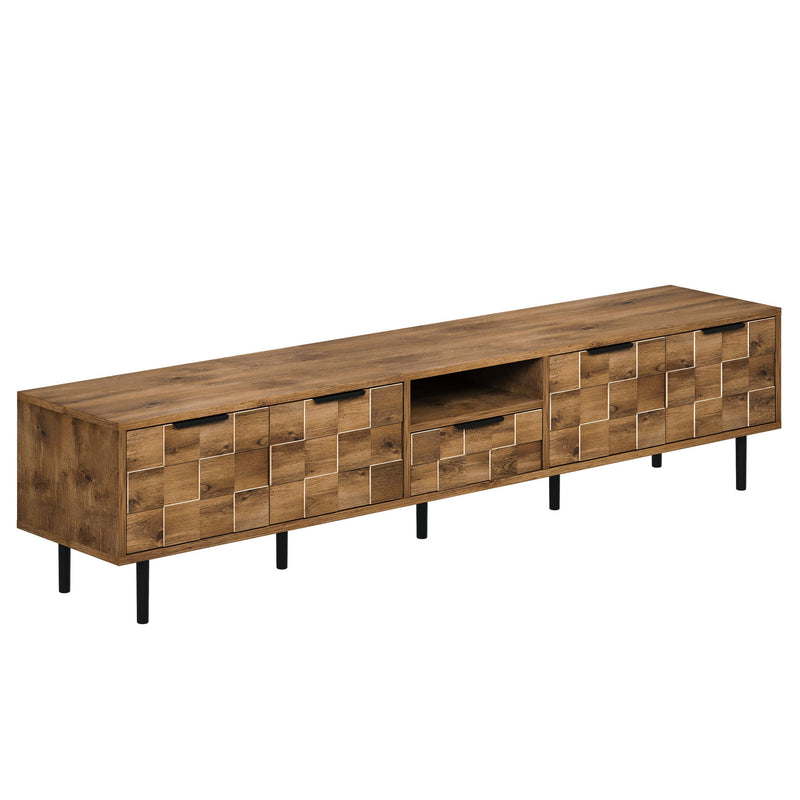 TV Stand, L Shaped Handle Entertainment Console With Storage - Natural