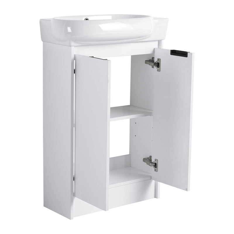 Freestanding Bathroom Vanity With Sink And Storage Rack, Soft Close Doors Base With Basin