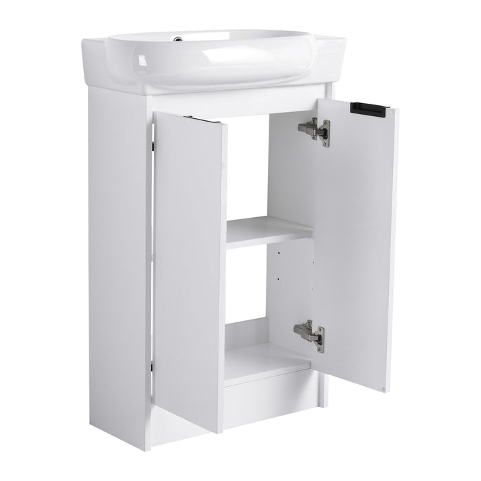 Freestanding Bathroom Vanity With Sink And Storage Rack, Soft Close Doors Base With Basin