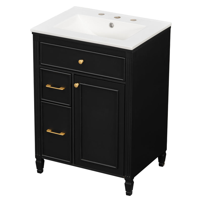 Freestanding Bathroom Vanity With Sink, Soft Close Door, Tip Out Drawer