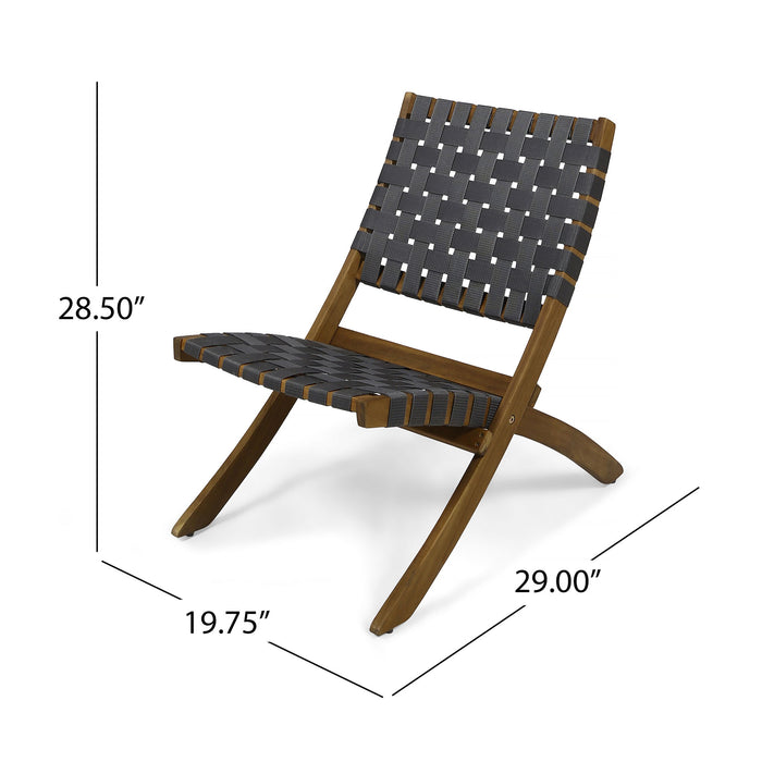 Solidago - Outdoor And Strapping Belt Folding Chairs, (Set of 2) - Black / Brown