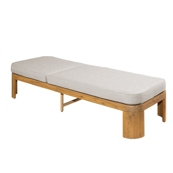 Outdoor Chaise Lounge With Cushion, 5 Position Adjustable Backrest