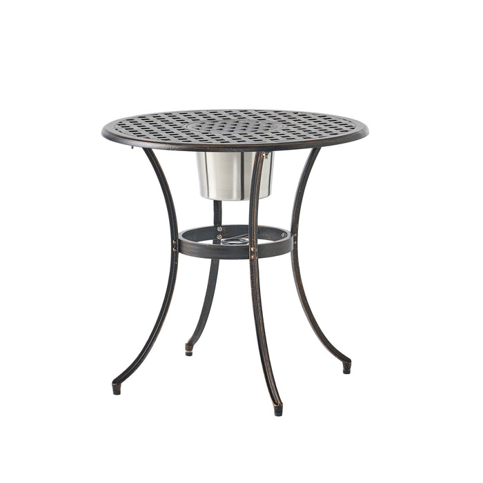 3 Piece Outdoor Aluminium Cast Bistro Set With Ice Bucket - Copper
