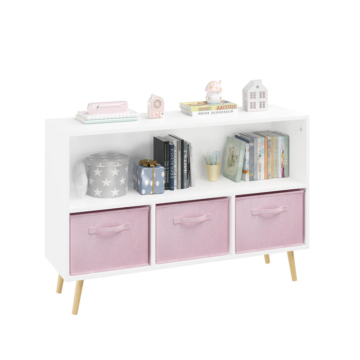 Bookcase With Collapsible Drawers, Book Display Organizer