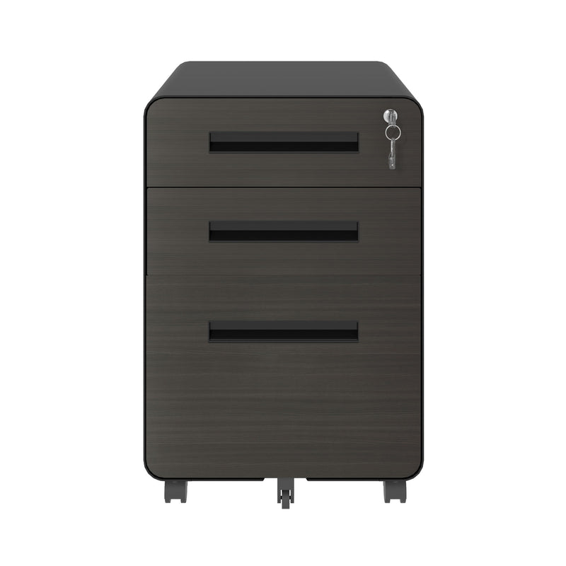 3-Drawer Mobile File Cabinet With Lock, On Casters, Holds A4/Letter Files