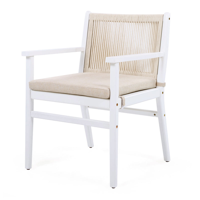 Outdoor Dining Armchair (Set of 2) - Beige / White