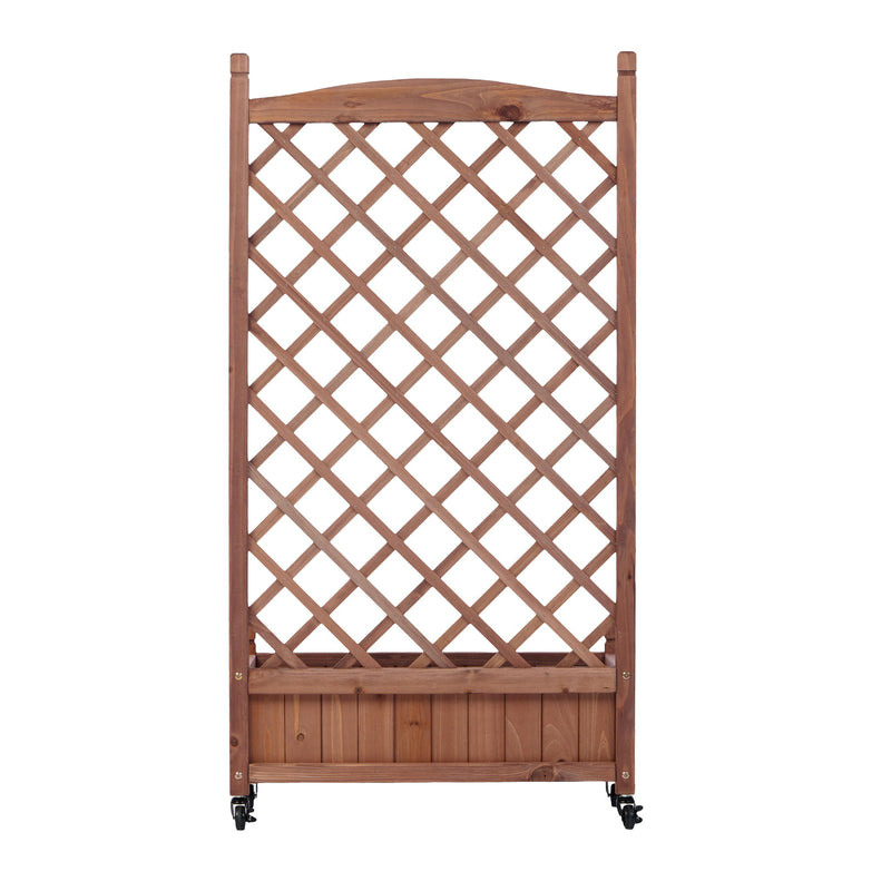 Raised Garden Bed With Trellis 2 Pack, Outdoor Planter Box & Plant Stand With Climbing Racks - Brown