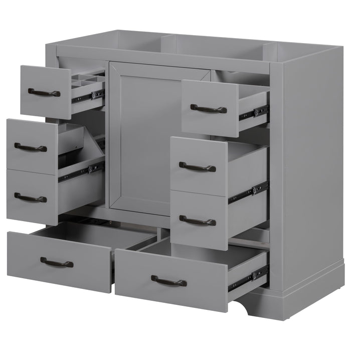 Modern Bathroom Vanity Base Only, 6 Drawer Storage With Adjustable Shelf