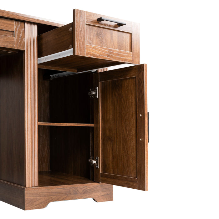 Office Desk With Charging Station & Storage Cabinet