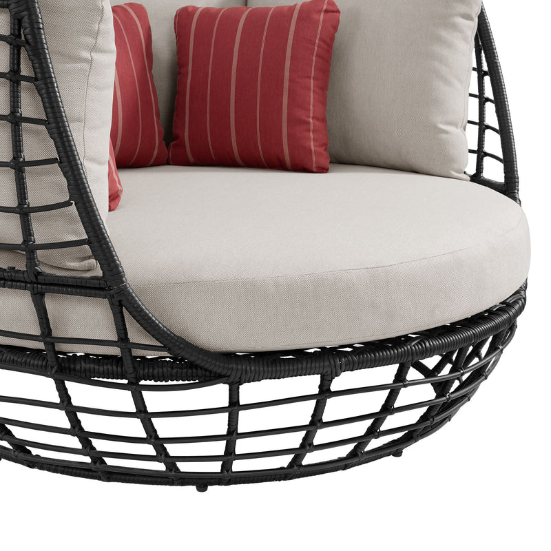 Playa - Twin Egg Chair With 3 Pillows - Dark Gray / Beige