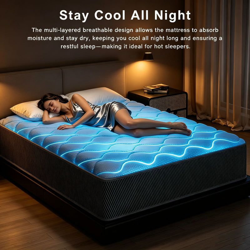 12" Hybrid Mattress With Individual Pocket Coils, Memory Foam