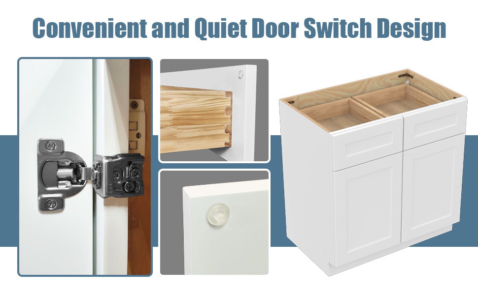 Shaker Base Cabinet With Soft Closing Drawer Double Door And Adjustable Shelf - White