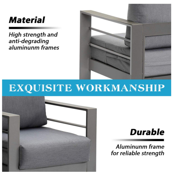 All-Weather Patio Sofa With Cushions, 3 Seat Outdoor Couch