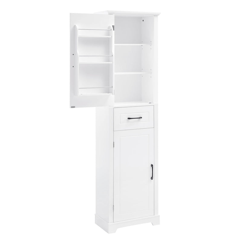 Tall Freestanding Bathroom Storage Cabinet With 2 Doors And Adjustable Shelves