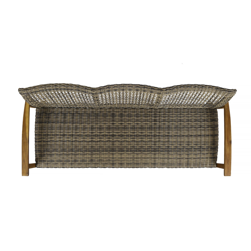 Outdoor 3 Seater Sofa With Rattan Cover - Natural / Gray