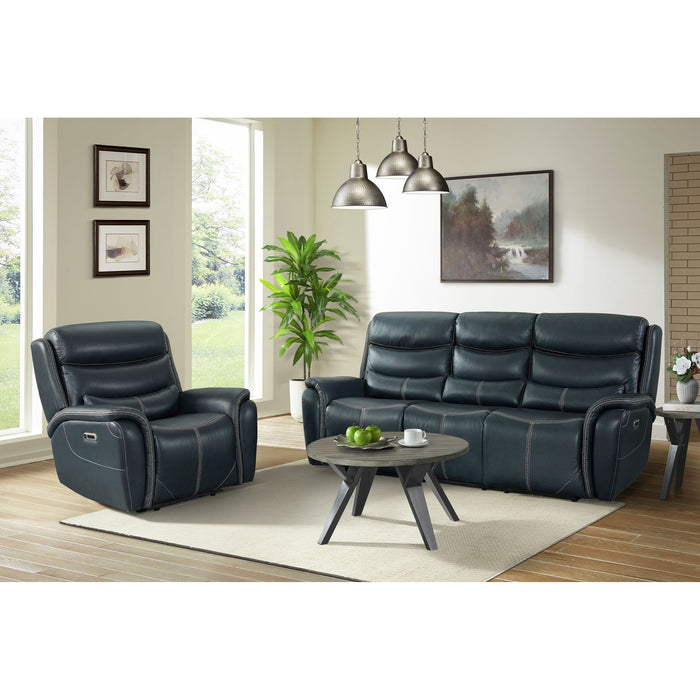 Aruba - Power Motion Sofa With Power Headrest - Pebble Navy