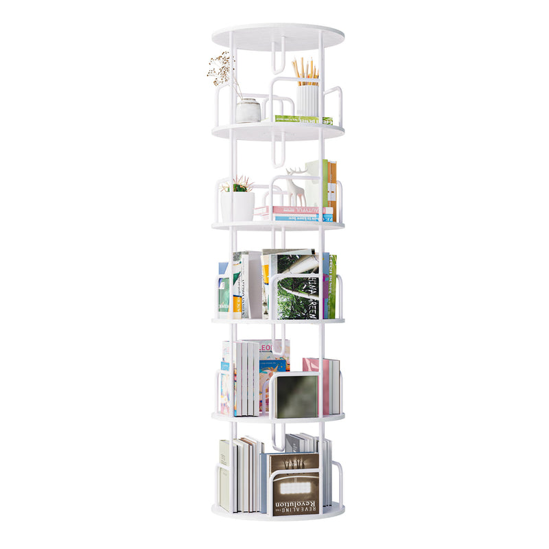 Rotating Bookshelf Tower 5 Tier Spinning 360 Degree Revolving Storage Shelf