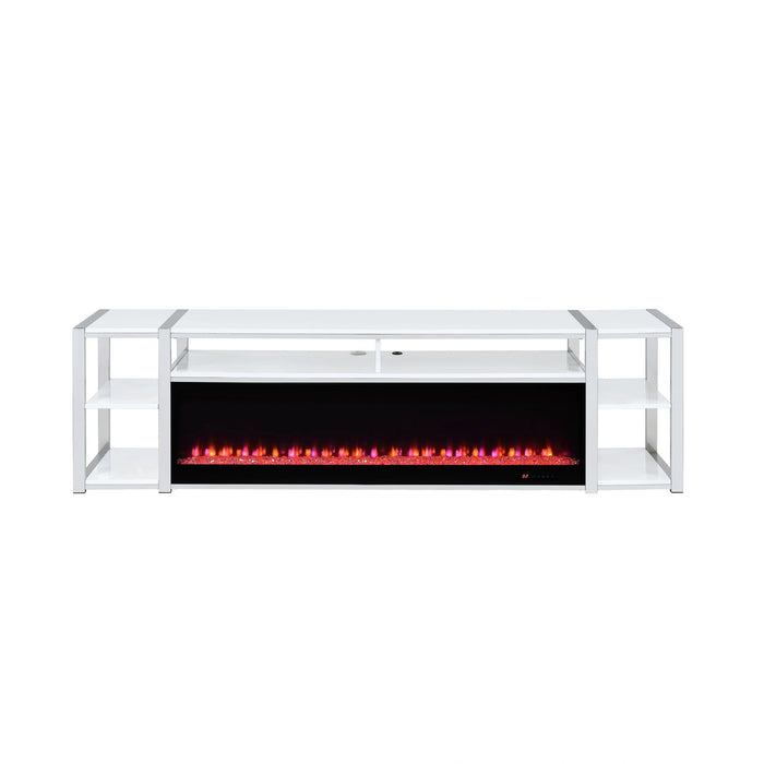 Midway 80"" TV Console with Firelight in White