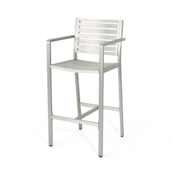 Outdoor Aluminum Rust Proof Barstools (Set of 2) - Silver