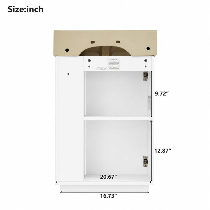 Bathroom Vanity With Sink, Freestanding Wood Grain Cabinet With Storage