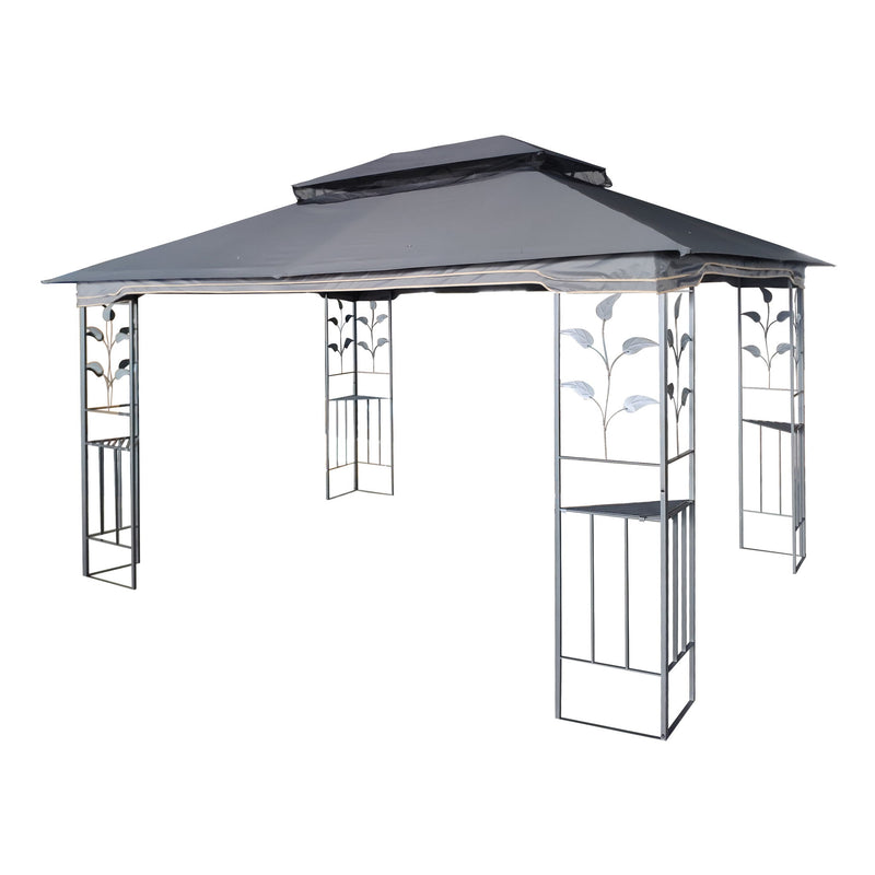 Patio Gazebo Tent With Ventilated Double Roof And Mosquito Net For Backyard Or Garden
