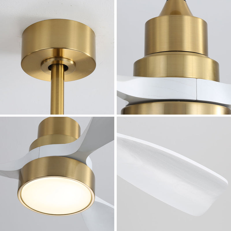 48" Ceiling Fan With 3 Blades Body, Remote Control Reversible DC Motor For Living Room - Gold