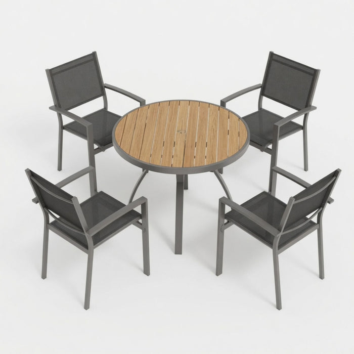 5 Piece Patio Dining Set & Table And Chairs For Outdoor Use - Gray