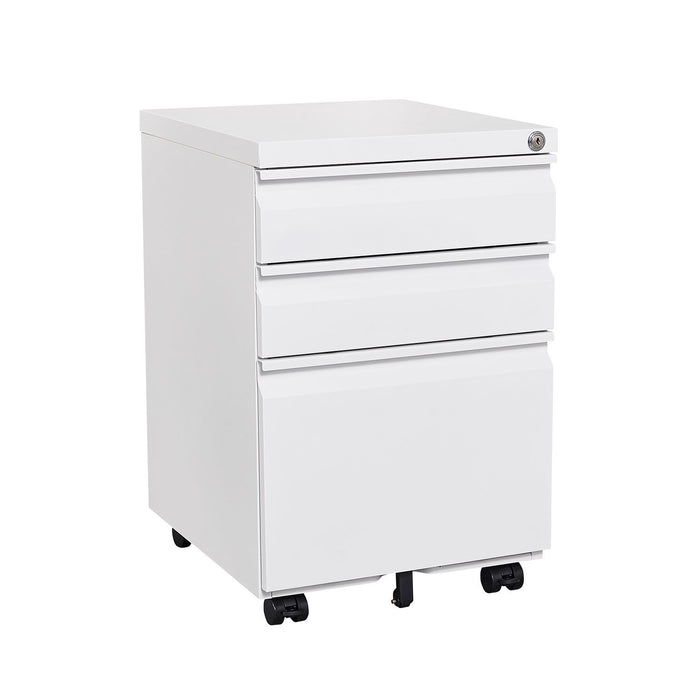 Contemporary 3 Drawer Mobile Filing Cabinet With Lock, Metal Office Storage For Legal / Letter Size